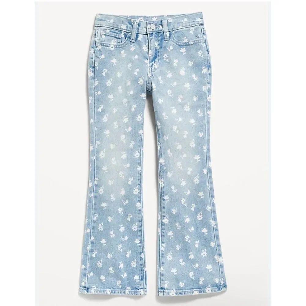 Old navy floral print flare jeans 8